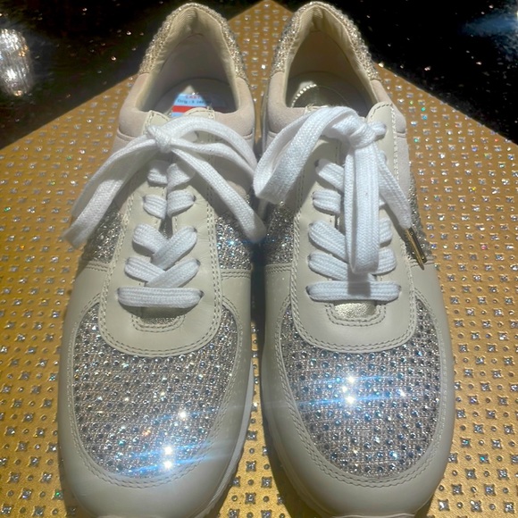 NWT MICHAEL KORS ALLIE RAP GLITTER TRAINER SNEAKER. SIZE 8 - Picture 1 of 3